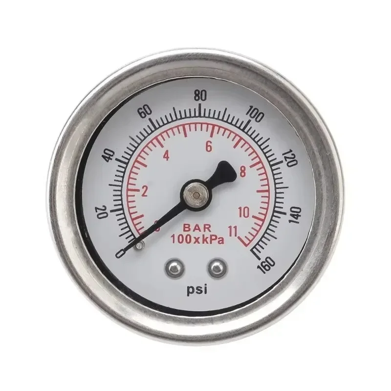 Universal 1/8 NPT 0-160 Psi For Fuel Pressure Gauge Liquid Filled Polished Case and Adaptor Fuel Injection Systems