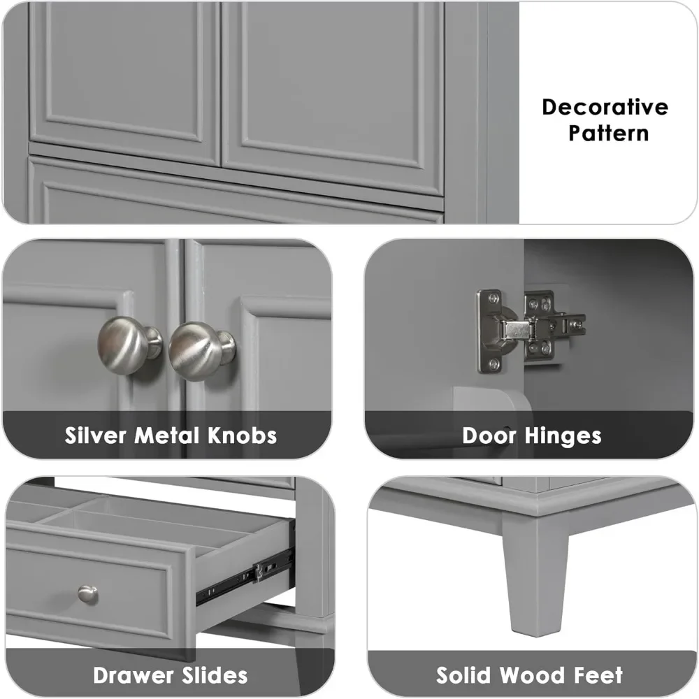 "30" Bathroom Vanity w/ Sink Combo - Multi-Functional Cabinet w/ Doors & Drawer, Solid Frame & MDF Board"​