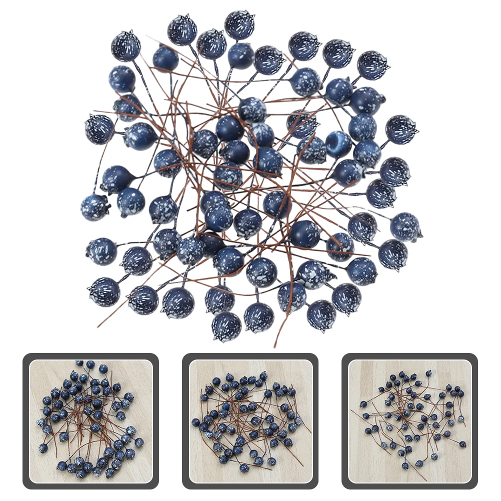 Lifelike Blueberry Stems Simulation Decoration Artificial Christmas Faux Blueberries Foam