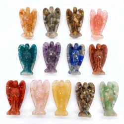 70mm Natural Amethyst Guardian Angel Figurine Crystal Stone Quartz Colorful Healing Home Decoration Ornament Gift