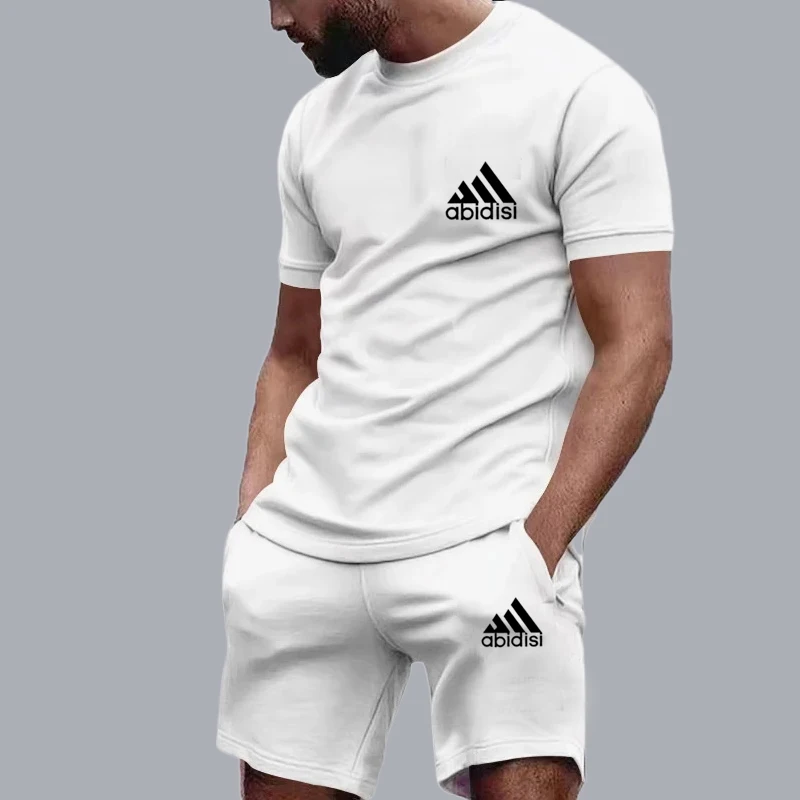 2024 new men\'s sportswear fitness set running suit casual T-shirt+shorts set breathable jogging sportswear 2-piece set for men