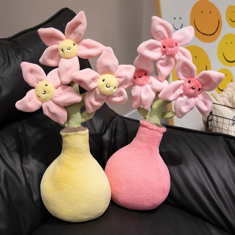 Creative Peach Blossom Pillow Vase Pottery Plush Toys Living Room Window Decoration Fabric Peach Blossom Home Decor