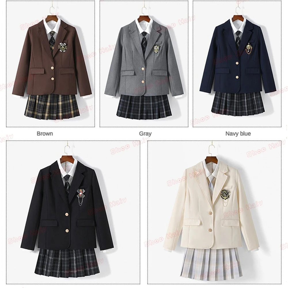 JK Japanese School Uniform Jacket Girls Multicolor Graduation Outfit for Harry Magic Academy with Sexy Pleated Skirt Tie Set New