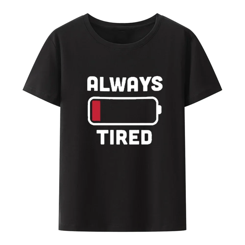 Empty Battery Humor Leisure Camisa Style Anime T-shirt Clothing Roupas Masculinas Camisa Creative Blouse Casual Style