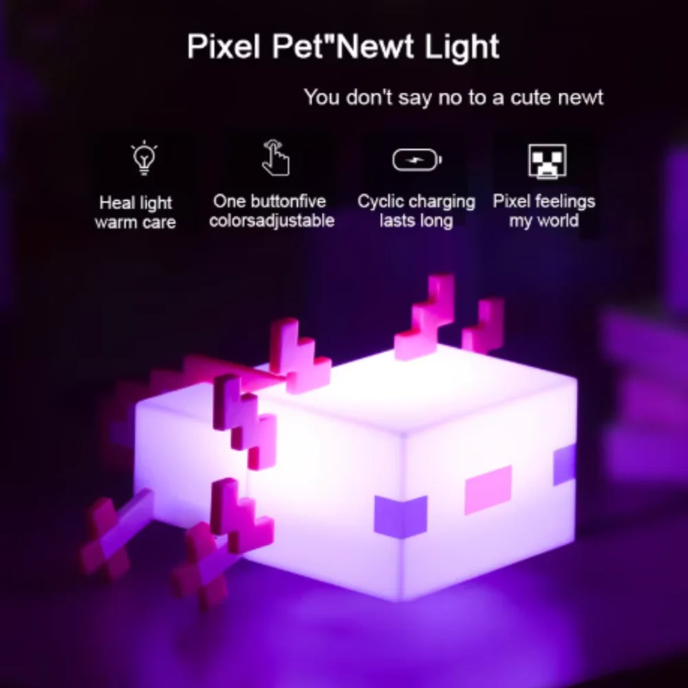 5 Color MC Game Salamander Atmosphere Lamp, Toy Light for Gaming Desk & Night Stand, Cute Children's Gift