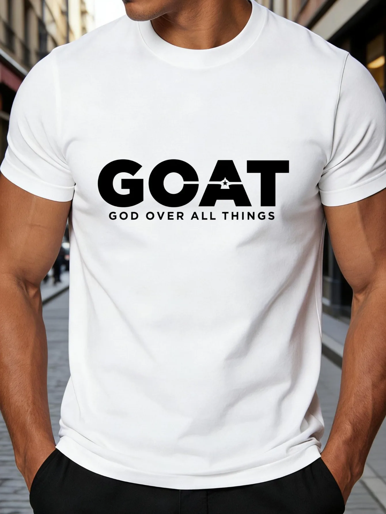 Casual Style Men's T-Shirt with a Goat God Pattern Design That Symbolizes the Ruler of All Things, Suitable for Everyday Wear and Summer Outfits, the Perfect Gift for Giving to Friends and Family