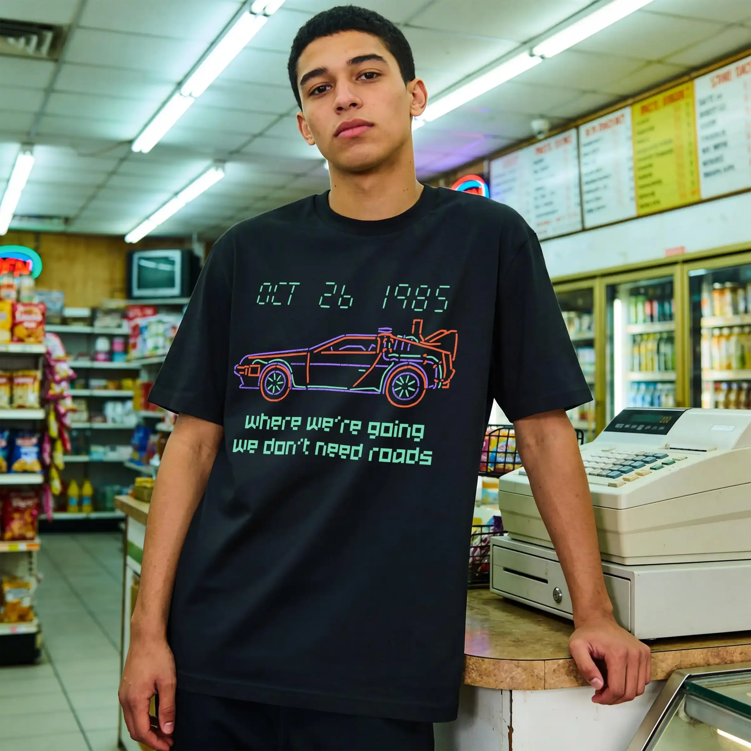 80's Future Sci-Fi Movie T-Shirt, Retro Doc & Marty Graphic Tee