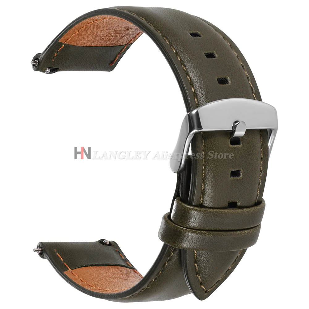 Quick Release Echt Koeienhuid Lederen Horlogeband Strap 18mm 20mm 22mm voor DW voor Omega Zwart bruin Rode Pin Gesp Horloge Accessoire - afbeelding 1