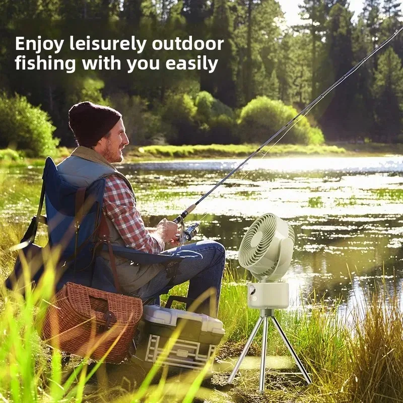 Outdoor Camping Foldable USB Charging Fan Tent Fishing Essential Digital Display Detachable Portable Electric Fan