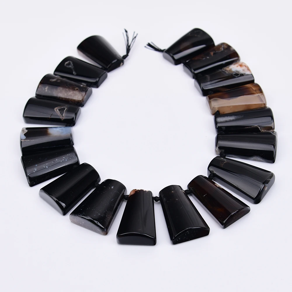 APDGG Large Size Graduated Sector Natural Mix Black Chrysanthemum Coral Jade Chunky Loose Pendant Beads 17'' Strand Jewelry DIY
