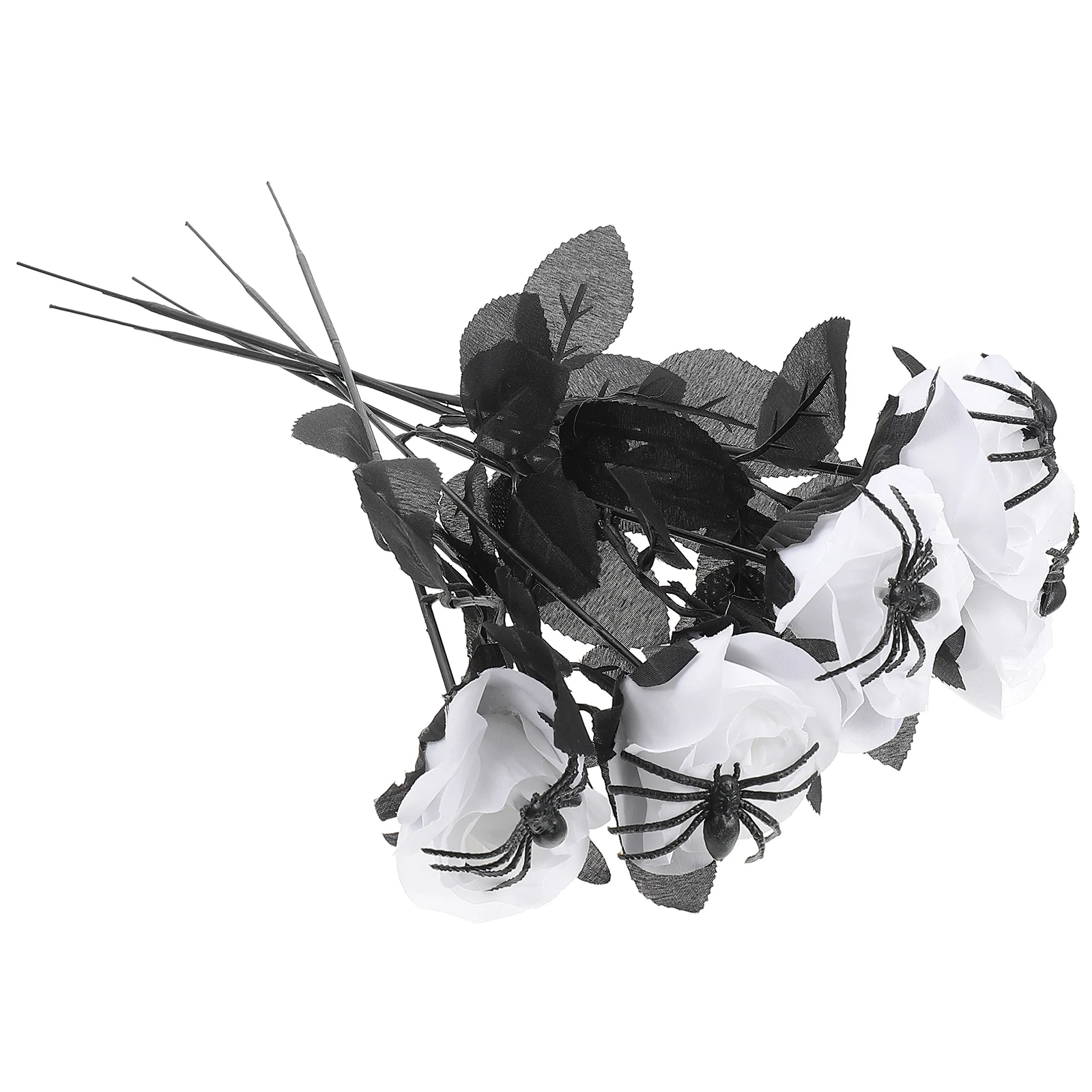 

5pcs Artificial Spider Rose Decoration for Halloween Party Room StoreHaunted House Faux Flower Polyester Props Creepy Adornment