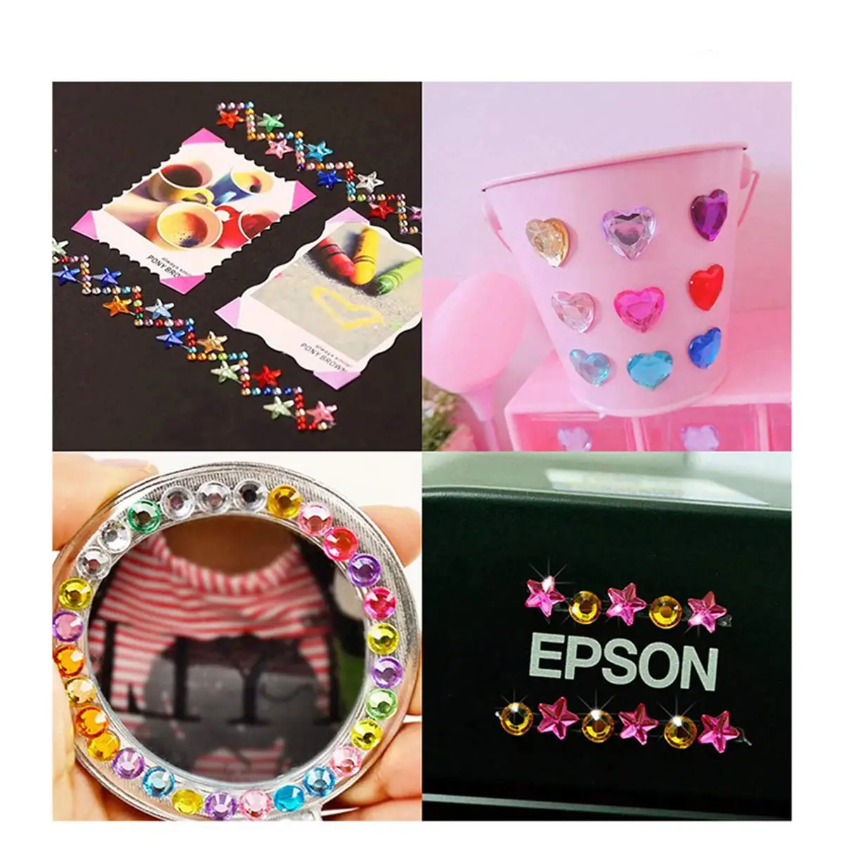 10 أوراق متعددة الألوان أكريليك تقليد اللؤلؤ حجر الراين النقش كابوشون ملصقات DIY الحرف اكسسوارات الديكور هدية للأطفال