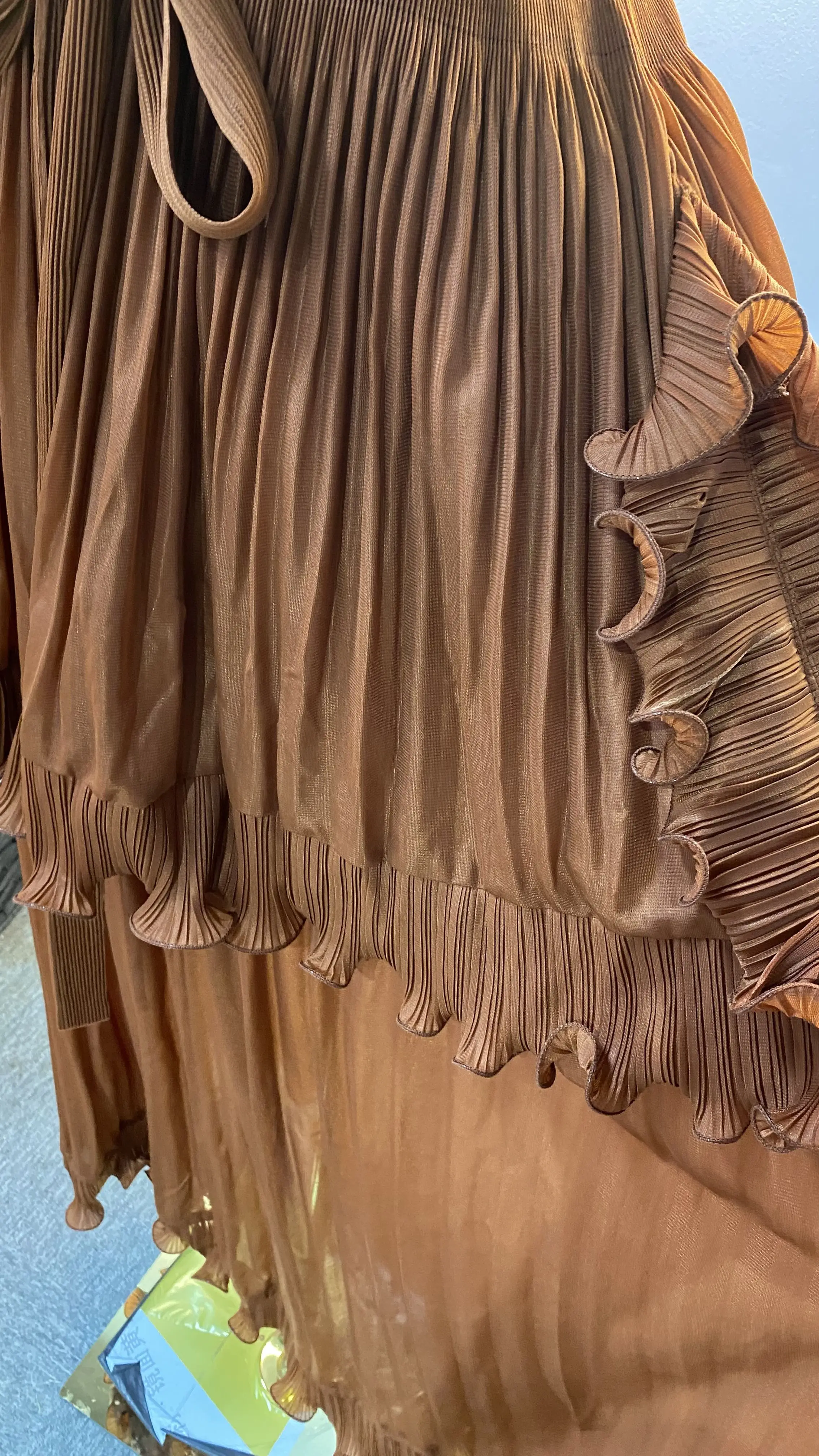 Colletto con volant in tinta unita pieghettato per vendite dirette in fabbrica plus size lunghezza caviglia abbigliamento formale autunnale da donna-GZXX020