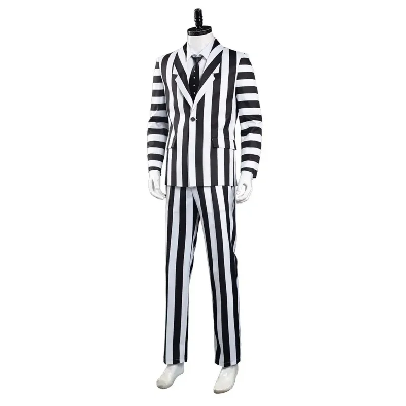 

2025 New Juice Adam Cosplay Costume Men Black and White Striped Suit Jacket Shirt Pants Outfits Halloween Carnival ❤ ❤ $zz