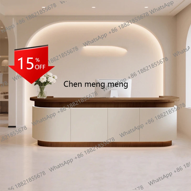 

zS173Industrial Wood Reception Desks Curved Beauty Modern Reception Desks Simple Drawer Mostrador