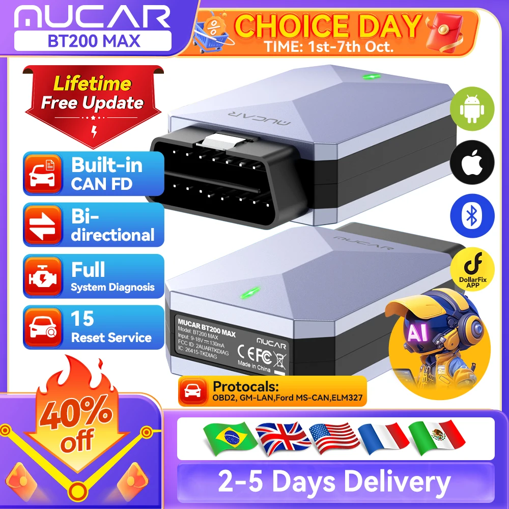 yZ[zMUCAR BT200 Max OBD2XLi[ CAN FD o SVXeffc[ 15Zbg SԎΉ UAbvf[g