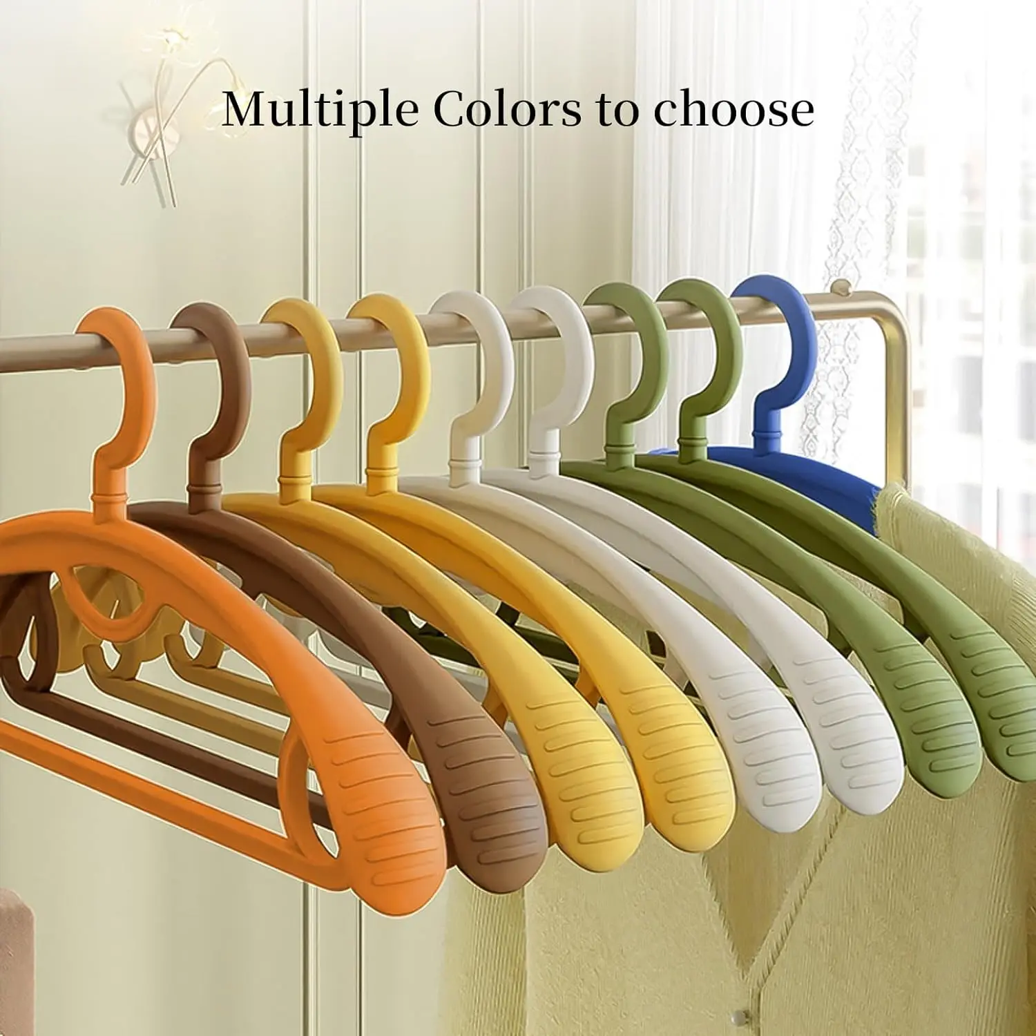 10pcs Adult Wide Shoulder Thickened Non-slip Clothes Hanger Household Clothes Rack Clothes Drying Rack Plastic Clothes Hanger