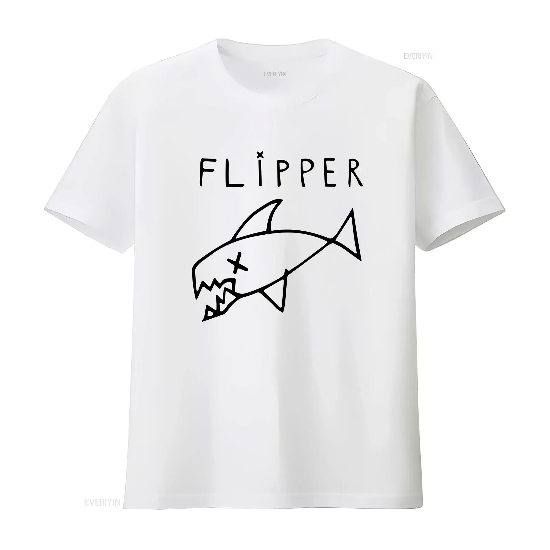 Flipper Band Logo T Shirt webp vintage Washed designer clothes Casual Comfortable Stretched streetwear Stylish homme vintage