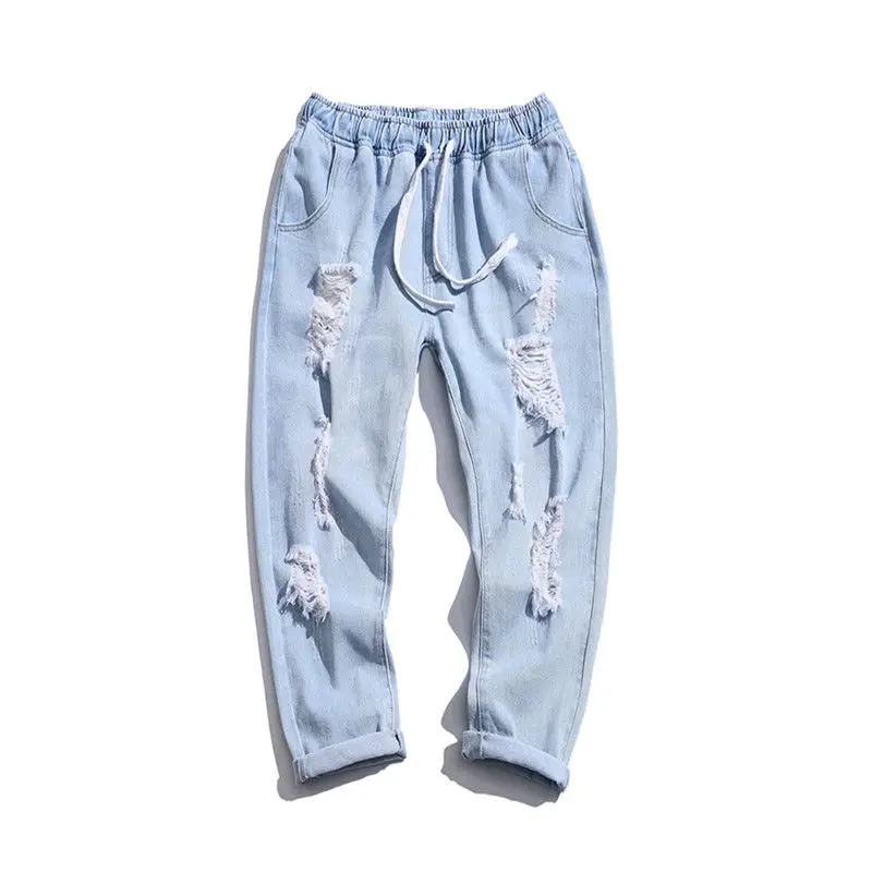 Autumn Ripped Jeans Men's Casual Ninth Pants Loose Harem Pants Korean Version Beggar Pants Mens Clothing