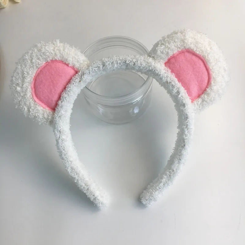 Y1UB Soft Bear Ears Headbands Plush Mouse Ears Hair Hoop for Washing Face Cartoon Animal Hairbands Halloween Costume