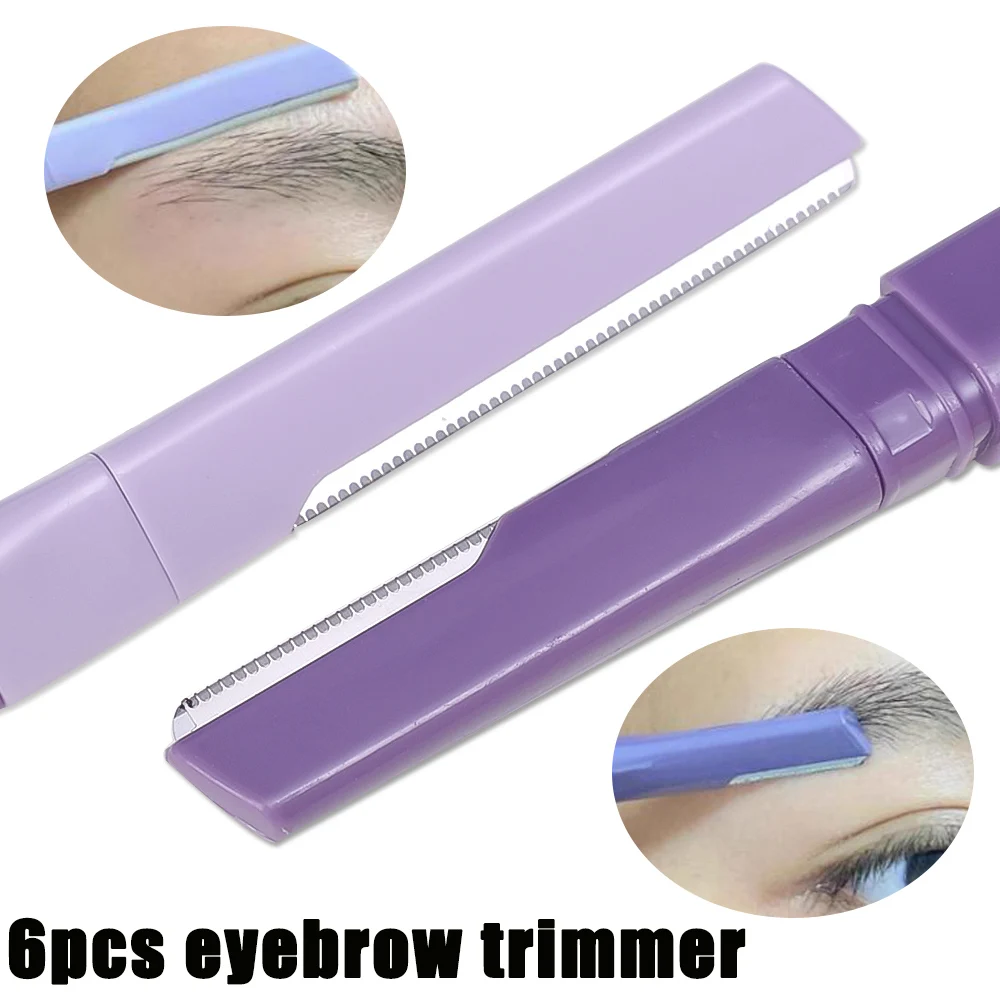 Double-sided Stainless Steel Eyebrow Clipper Safe Blades Eyebrow Trimmer Purple Hair Removal Shaver Portable Brow Cutting Razor