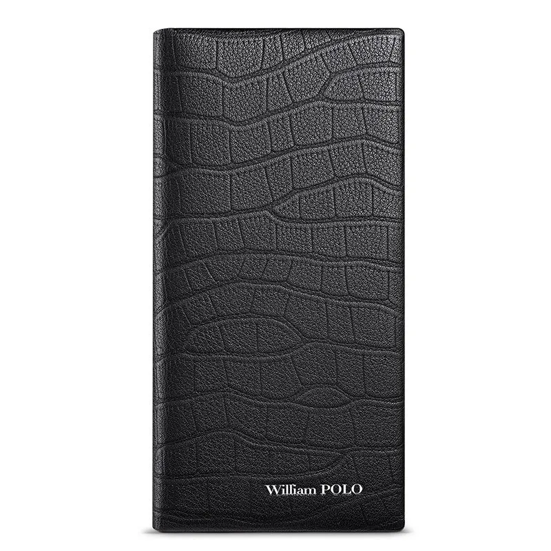 WILLIAMPOLO 100% Genuine Leather Wallet Men Crocodile Pattern Men Card Holder Wallet Real Cowhide Wallets For Man