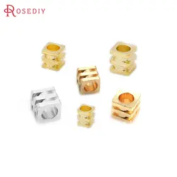 2.2x2MM 2.5x2.8MM 3x3.5MM 2.5MM 3MM 4MM 18K Gold Color Brass Square Beads Bracelet Beads Jewelry Making Supplies Diy Findings