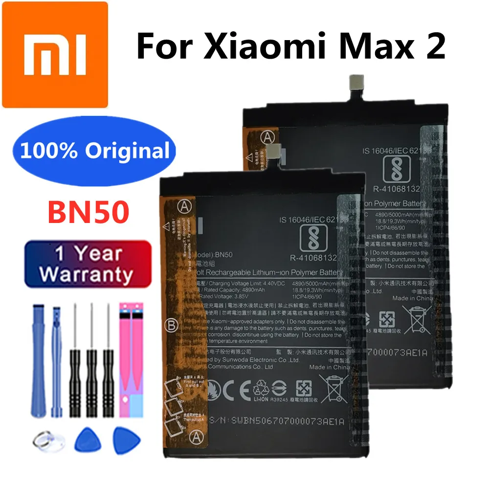 

100% Original New High Quality Xiao Mi BN50 Battery For Xiaomi max2 max 2 5000mAh Phone Batteries Bateria