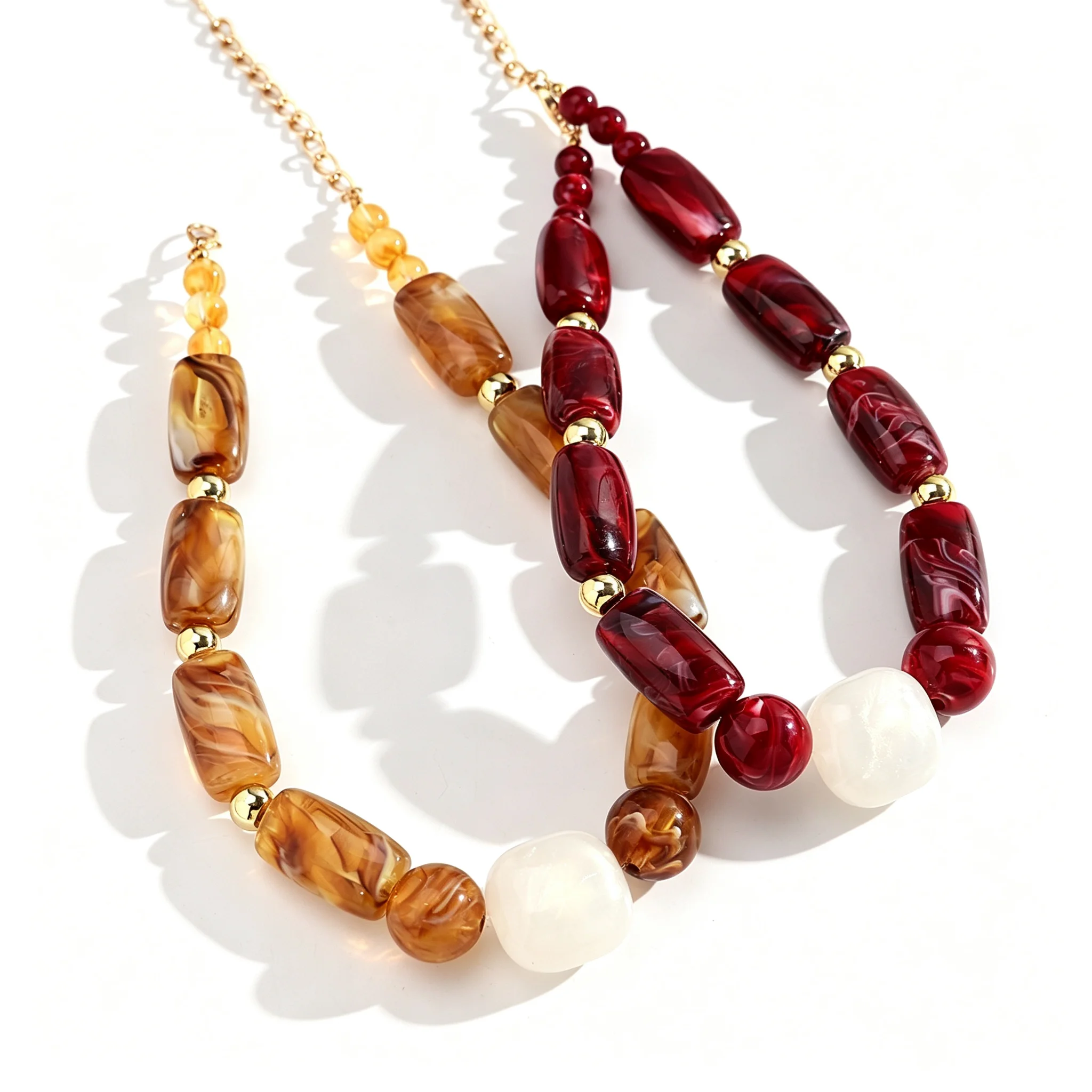 Vintage Irregular Geometric Resin Beads Choker Necklaces New Acrylic Big Bead Collar Necklace Statement Jewelry Gifts