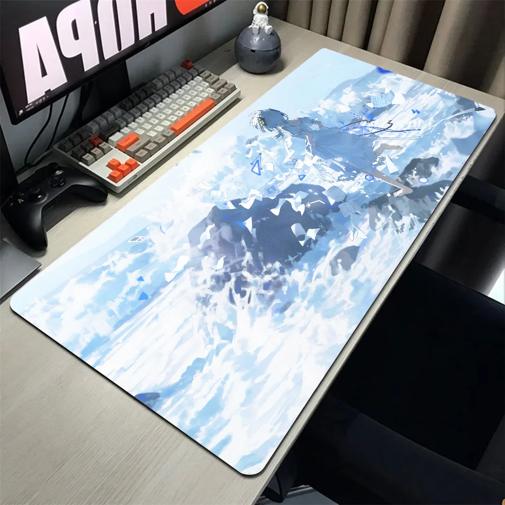 Tappetino per Mouse grigio Anime Girl tappetino per Mouse tappetino da scrivania con accessori per giochi Pad Prime Gaming XXL Keyboard Pad