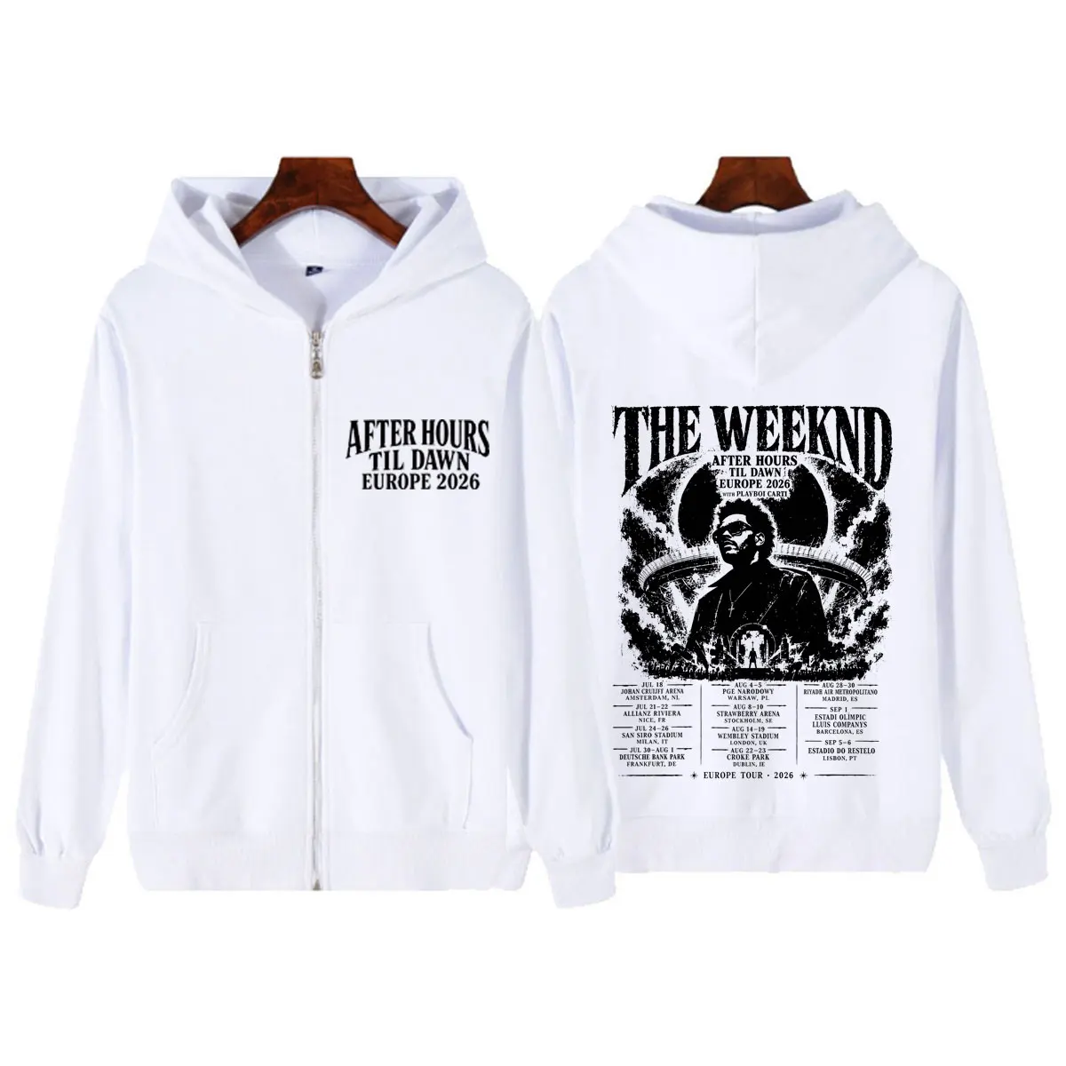 After Hours Til Dawn The Weeknd Tour 2026 Print Zipper Hoodie Men Women Hip-hop Loose Casual Vintage Fashion Zip Up Jacket Coats