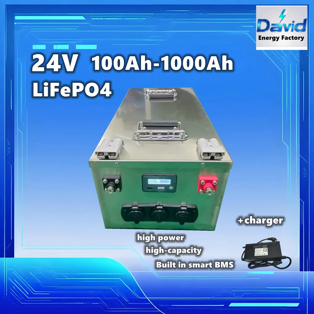 24V 1000Ah LiFePO4 Battery 500Ah 600Ah 800Ah with smart BMS Can Replace solar cells 6000+ Cycles Grade A Cells for RV Outdoor
