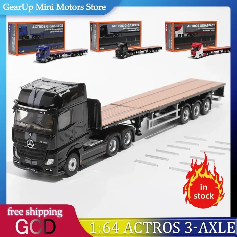 

GCD 1:64 Benz Actros 3-осевой GIGASPACE — тягач с масштабируемым прицепом, регулируемой 3-й осью и доступной игрушкой с разными седлами