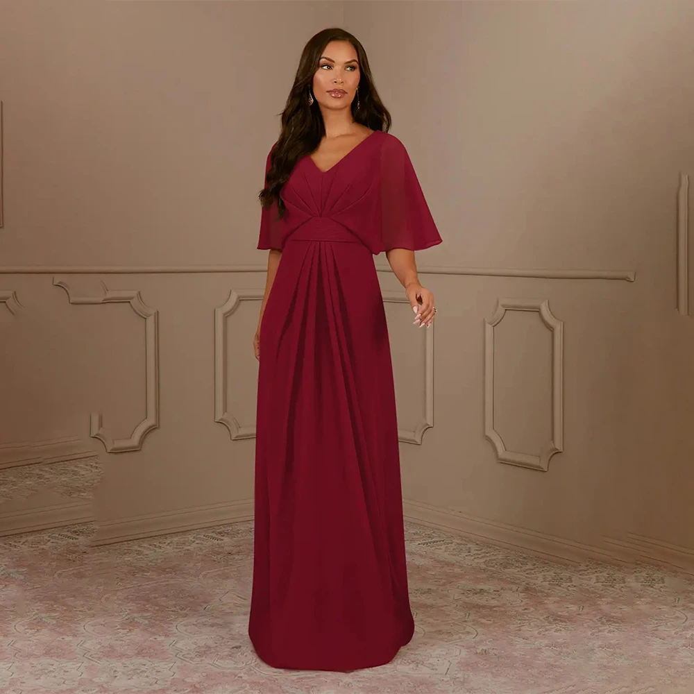 

Вечерние платья с V-образным вырезом и половиной рукавов, плиссированные, с драпировкой, прямые платья для выпускного вечера, вечерние платья فساتين سهرة