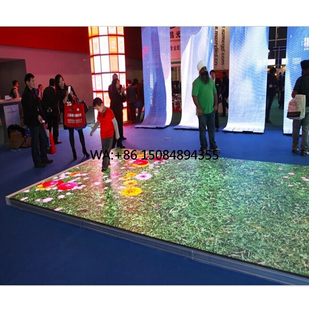 Outdoor P4.81 IP67 Waterproof LED Dance Floor Screen 500x1000mm Stage Hanging Installation for Shopping Malls Displaying Text