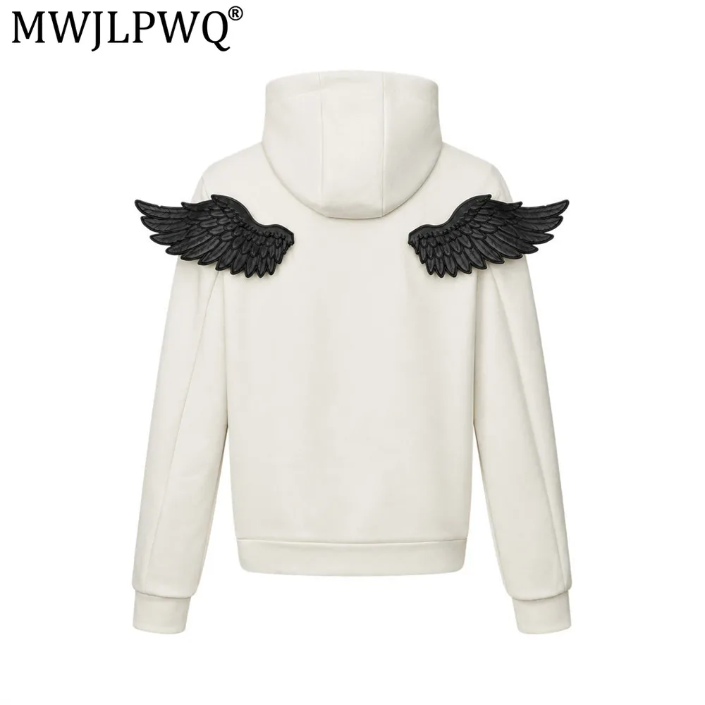MWJLPWQ Stylish Design Hooded Sweatshirt For Men Trendy Streetwear Loose-Fit Casual Zip-Up Jacket Suitable Spring Autumn 21379