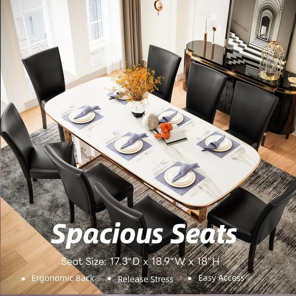 Cadeiras Parsons em couro sintético para salas de jantar e espaços residenciais com pernas de madeira