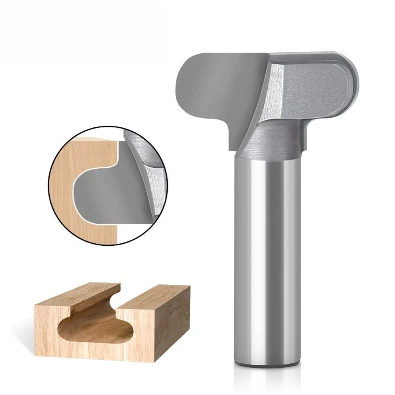 Double Arc T‑Type Wood Milling Cutter Cabinet Door Handle Groove Router Bit Trimming Machine Bottom‑Cleaning Carving Tool