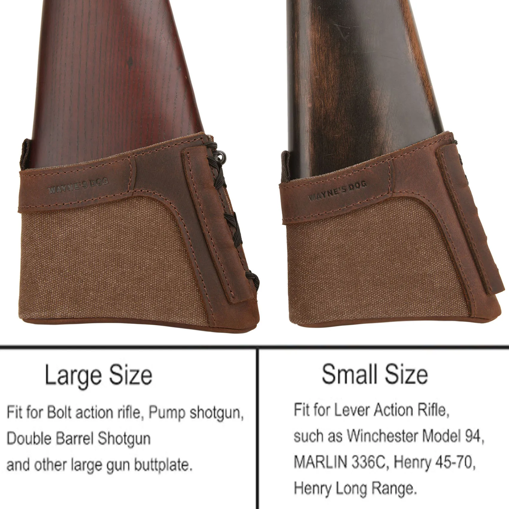 Genuine Leather Gun Buttstock Extension Slip on Recoil pad, Canvas Shotgun Butt Recoil Pad, Small / Large Size