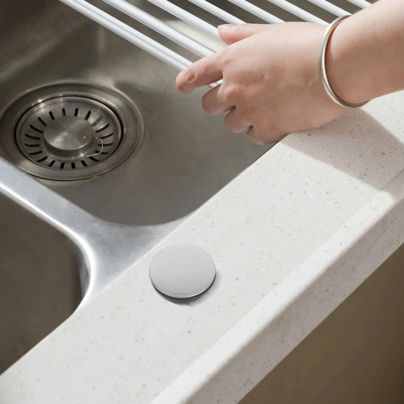 

2pcs Stainless Steel Sink Hole Cover 25-30Mm Kitchen Faucet Plug Durable Pp Sealing Cap No Leak For Sink Basin Decorative