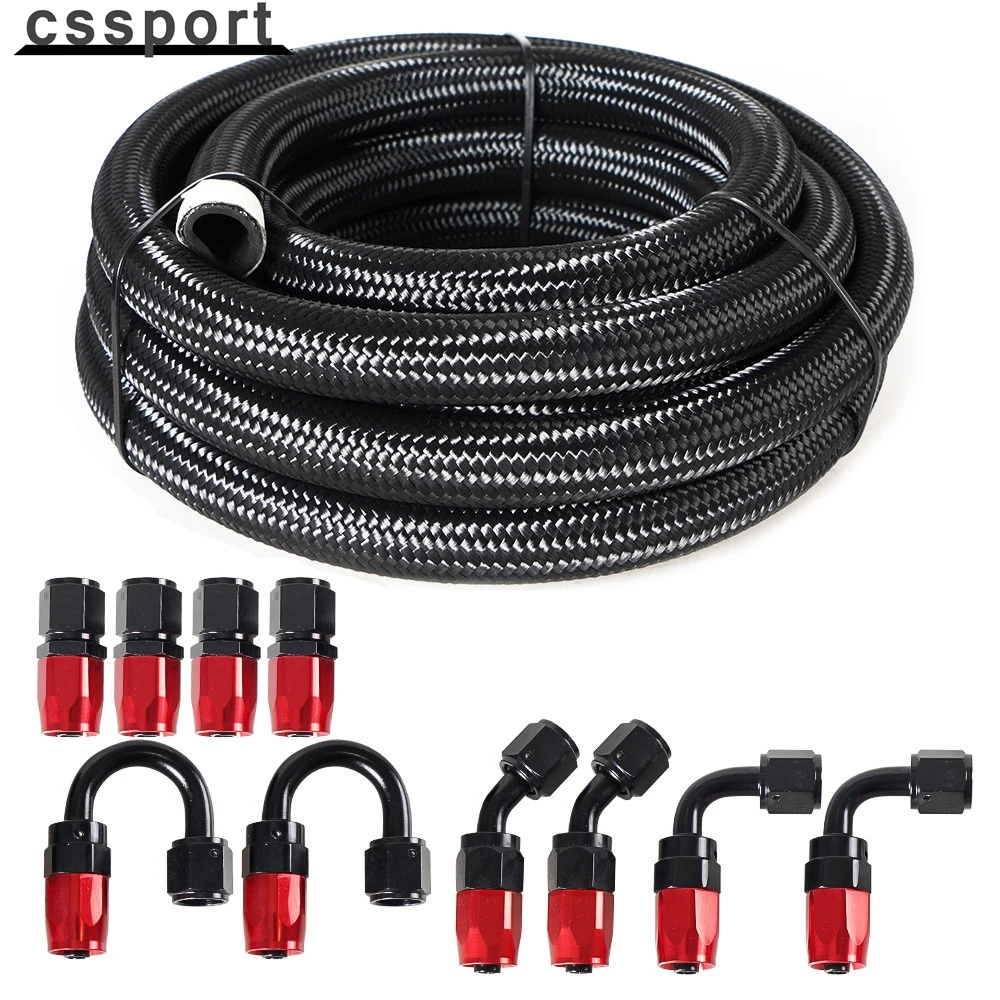

20ft Stainless Steel Braided 6/8/10/AN CPE Fuel/Oil Hose Line & Fittings Set