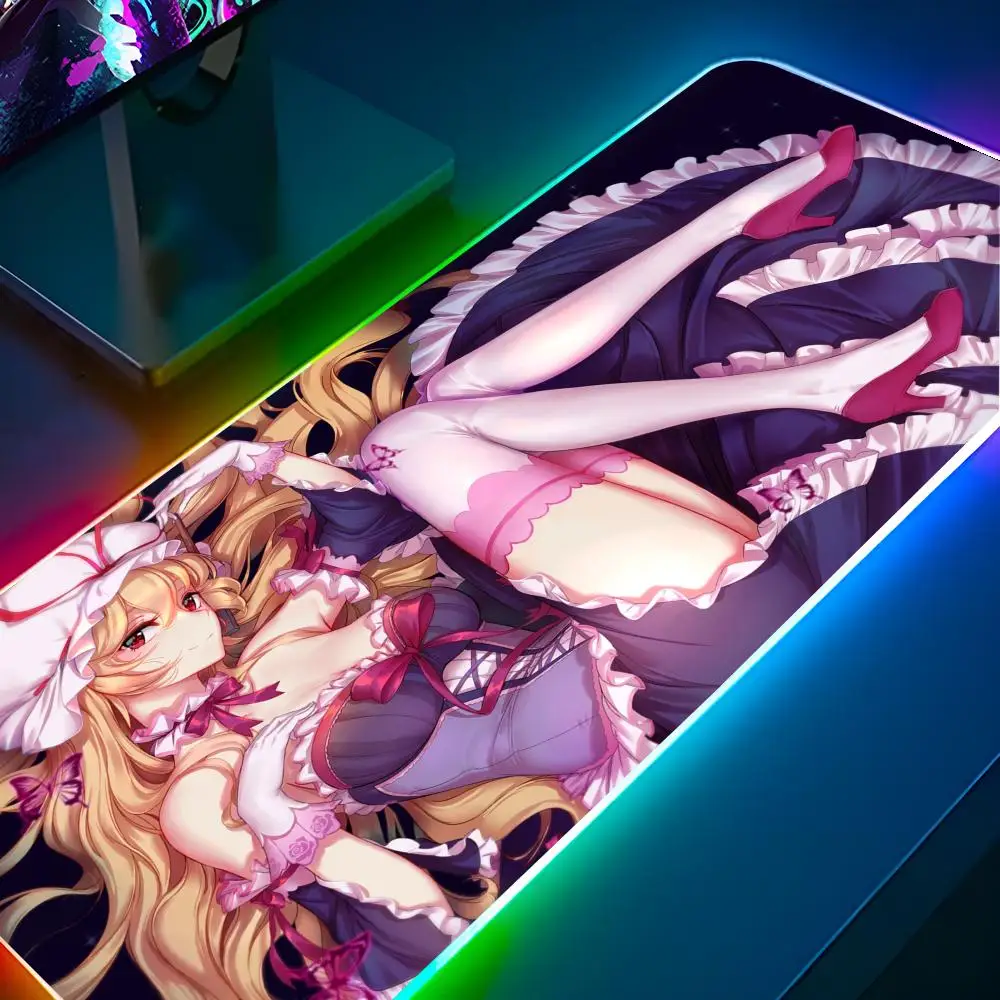 

Touhou Yakumo Yukari Mouse Pad RGB Pc Gamer Keyboard LED Glowing mause pad Mats Rubber Cute Cartoon Gaming Computer csgo lol p