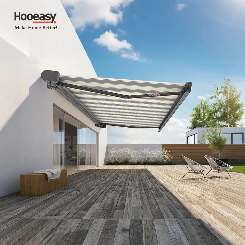 

Большие маркизы на крыше Выдвижные алюминиевые маркизы Испанские акриловые полностью закрытые марки с датчиком скорости ветра