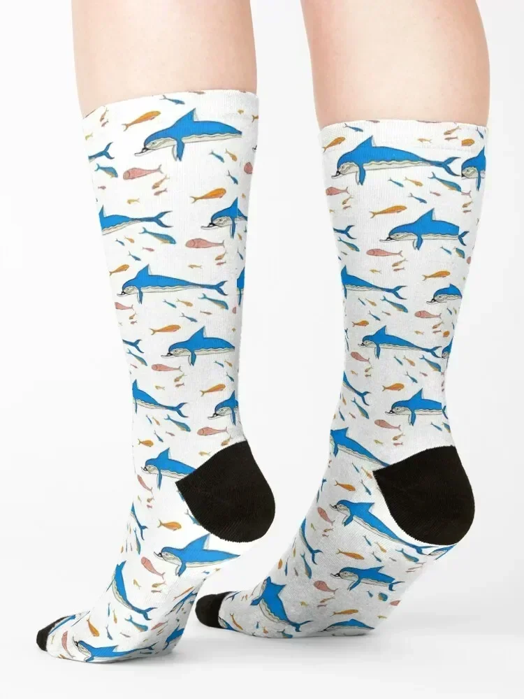 Minoan Mycenaean Dolphins Fresco from Knossos c. 1500 BC Pattern Socks Toe sports funny gifts winter Women's Socks Men's