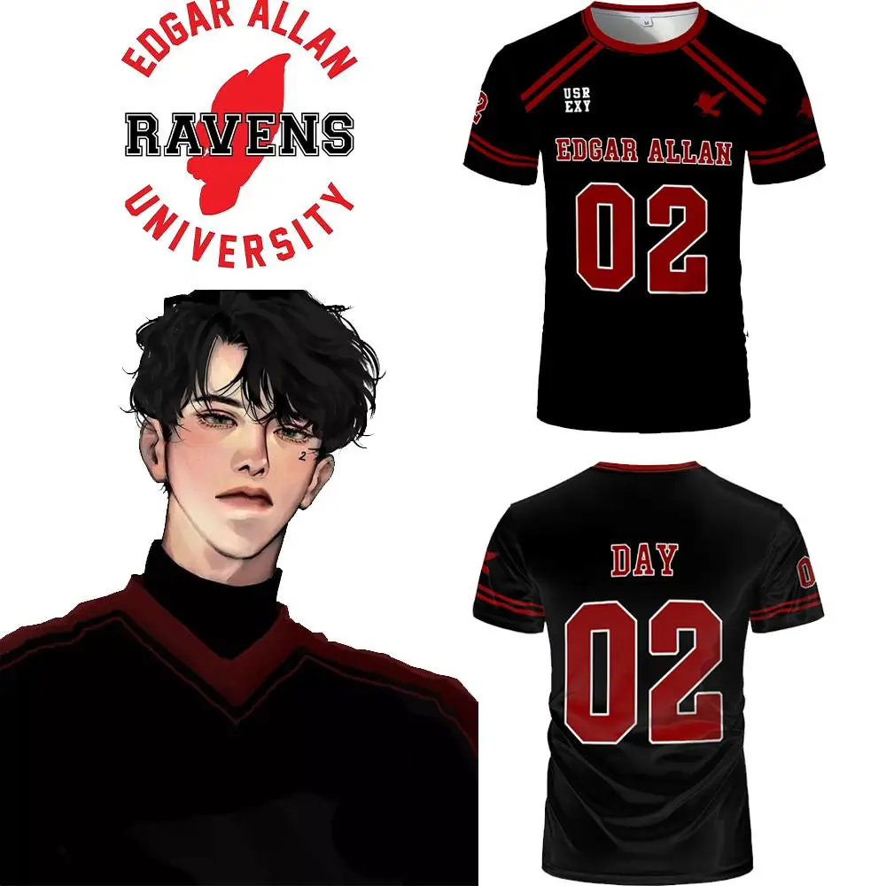 Y2K TheFoxhole Court Edgar Allan Ravens Ice Hockey Uniform Cosplay Moriyama Riko T-shirt All For The Game Children's Top