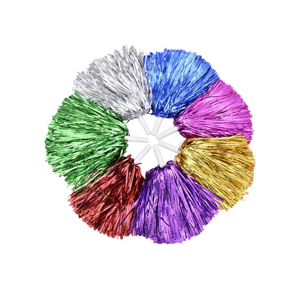 14Pcs Handheld Cheer Pom Poms Plastic Glossy Twirl Balls Sports Game Cheer Accessories Mixed Colors Cheering Squad Supplies