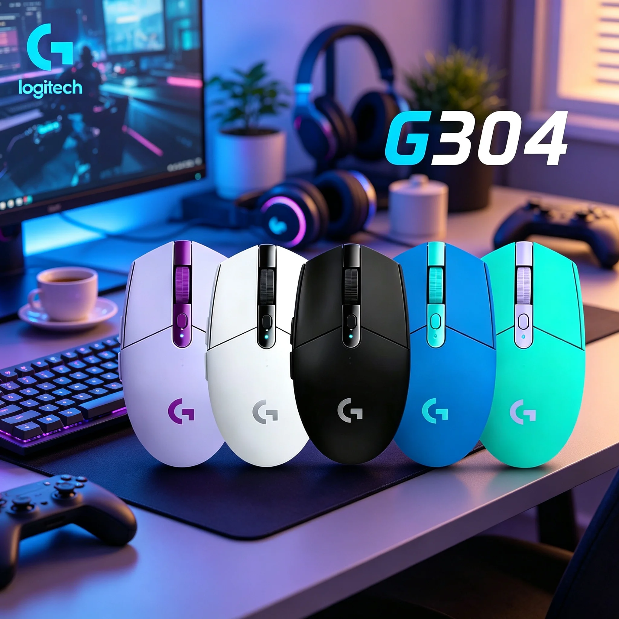 Logitech G304 2.4G Wireless Gaming Mouse Lightweight Mice for PUBG CS2 Valorant FPS Game Players 12000DPI Adjustable