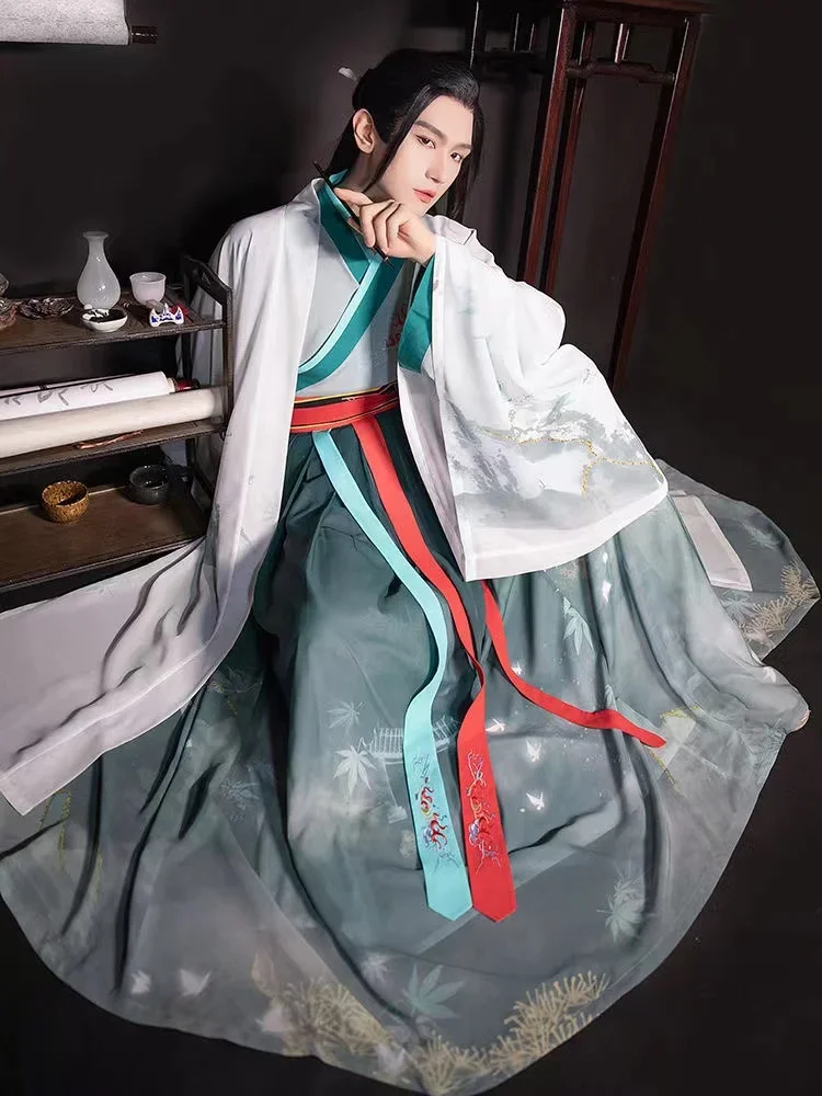 

Chinese Traditional Clothing Weijin Period Four Seasons Immortal Skirt Vintage Swordsman Cosplay Costume Original Hanfu Sets