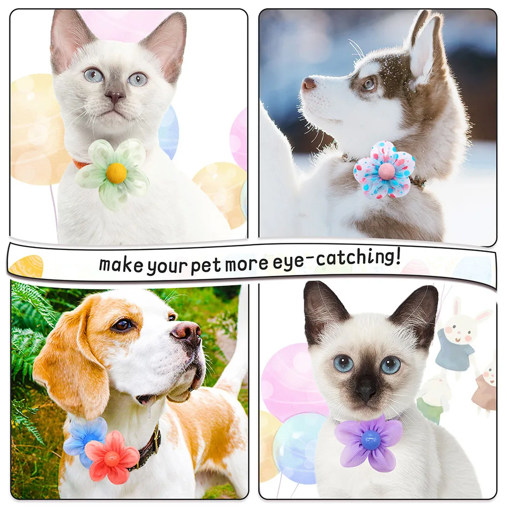 50PS Flower Collar Summer  Lace Flower For Dogs Pets Bowties Dog Collar Accessoories Dog Pet Removable Bows Tie Pet Supplies