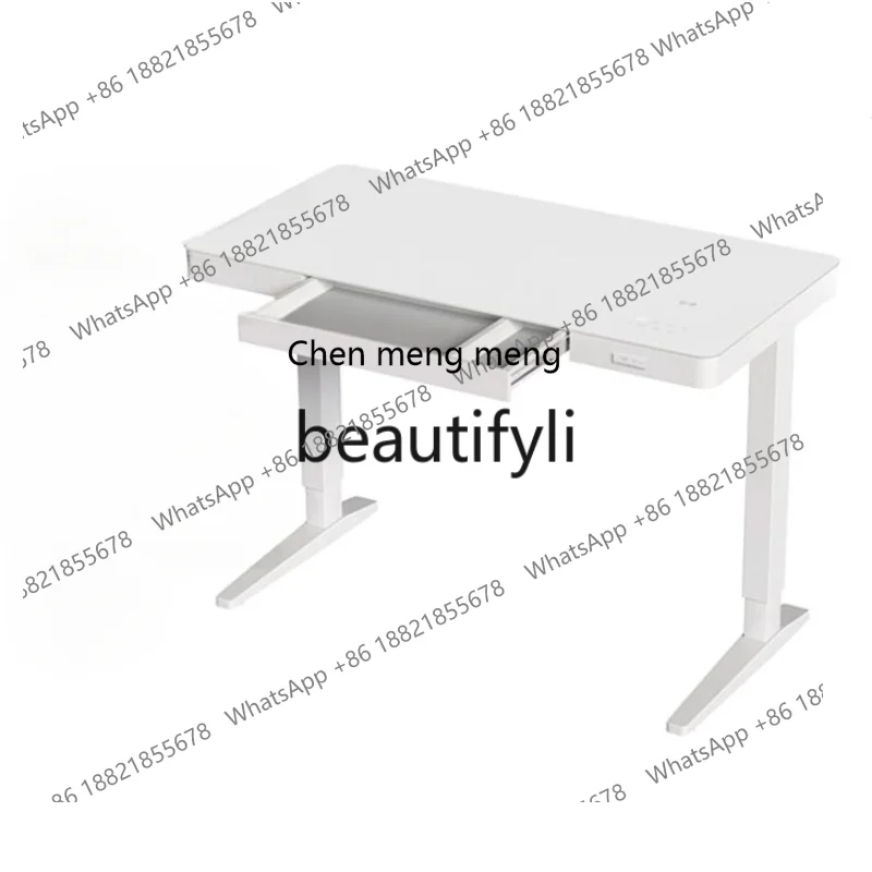طاولة رفع كهربائية طاولة كمبيوتر منزلية مكتب من الزجاج المقسى مكتب ذكي طاولة الدراسة H #1